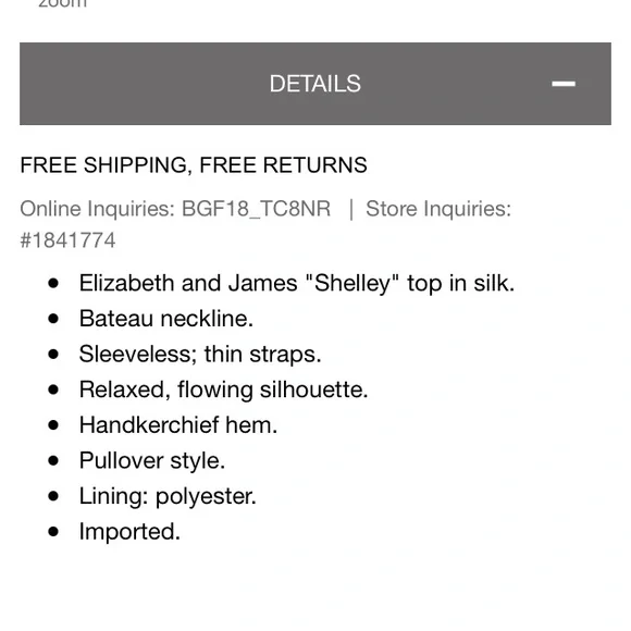 SALE NWT Elizabeth and James Shelley silk top - Picture 4 of 7